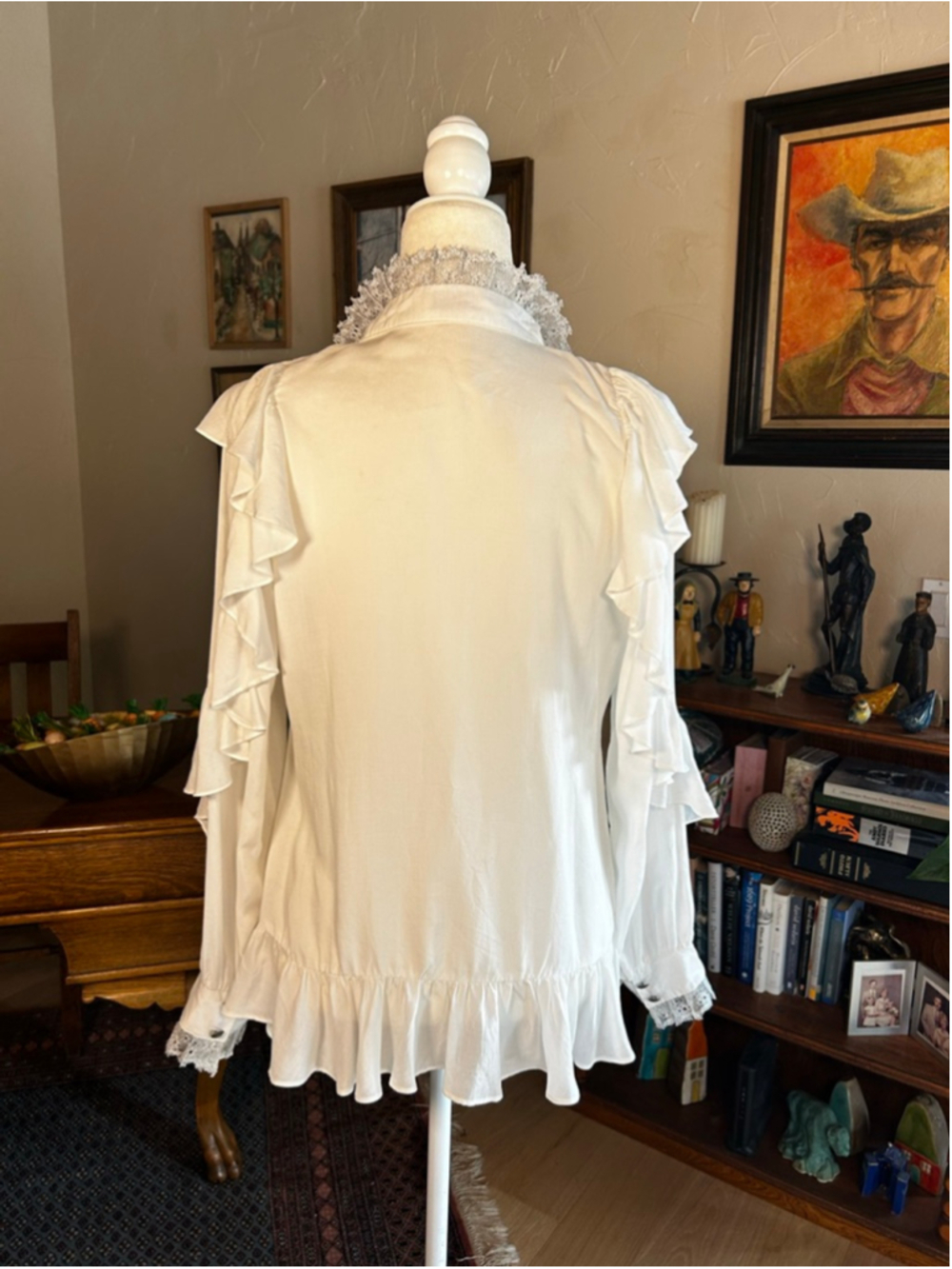 Ivory Ruffled Button-Front Blouse - Picture 5 of 12